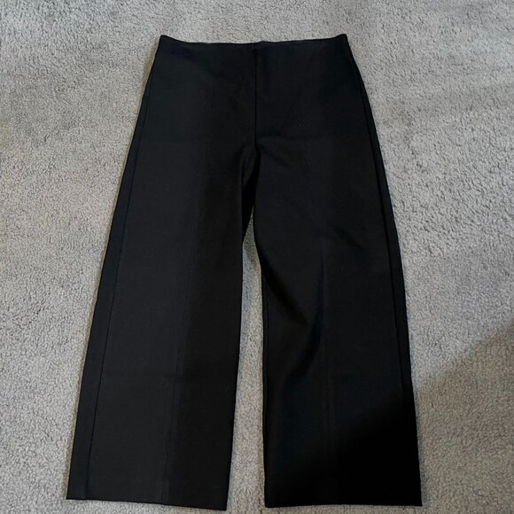 RALPH LAUREN CHAPS Knit Pull On Wide Leg Cropped Dress Pants - Black - EUC - S - Picture 1 of 8